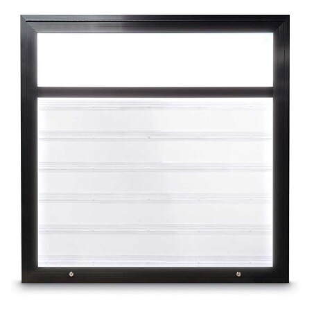 United Visual Products Corkboard, Triple Door, Radius Frame, 72x48", Black/Black Rubber UV70055-BLACK-RUBBER